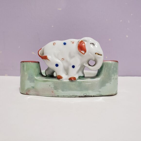 Ashtray Vintage Elephant Japanese Porcelain Figurine 4"×2"×2" - Picture 2 of 12